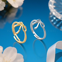 4 paio di anelli con polsino in ottone micro pavé e zirconi cubici regolabili in 2 colori per donna&nbsp;RJEW-HY0001-06