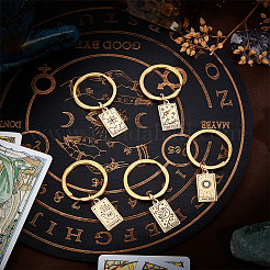 5 stücke 5 stil rechteck mit tarot 316 edelstahl anhänger schlüsselanhänger&nbsp;KEYC-UN0001-13G