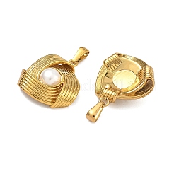 Pendentifs en acier inoxydable 304 et en plastique ABS imitation perle&nbsp;STAS-C172-16G