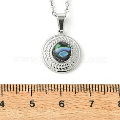 Colliers à pendentif en nacre d'ormeau naturelle en acier inoxydable 304 et chaîne satellite&nbsp;NJEW-JN06446-02