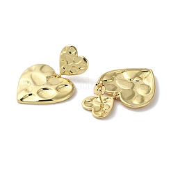 Orecchino a perno pendente a forma di cuore testurizzato in ottone placcato a cremagliera&nbsp;EJEW-H099-04G