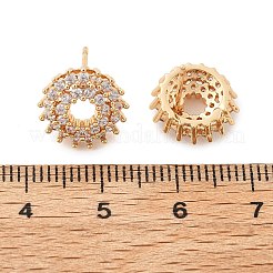 Orecchini a bottone con fiore in ottone micro pavé di zirconi cubici trasparenti per donna&nbsp;EJEW-G428-09G