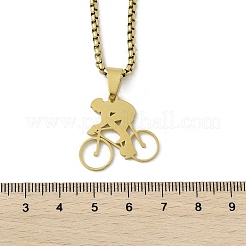 Colliers à chaîne en acier inoxydable 201 avec pendentif en forme de vélo&nbsp;NJEW-H055-01G