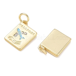 Micro pavé di zirconi chiari in ottone con charms smaltati&nbsp;CU-CBA01AA-14-G