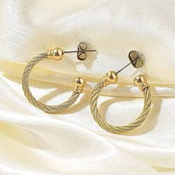 Orecchini a bottone in acciaio inossidabile 304&nbsp;EJEW-F354-05G-01