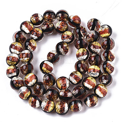 Fili di perline in vetro lavorato a mano in foglia d'argento&nbsp;FOIL-T003-03C