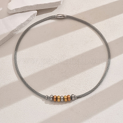 Colliers à pendentif en perles rondelles en acier inoxydable&nbsp;EE6114