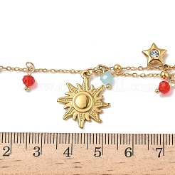 304 Edelstahl Kristall Strass & Kunststoff Sonne Mond Stern Anhänger Y Halsketten für Frauen&nbsp;NJEW-G180-06G