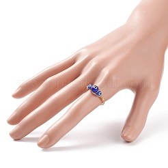 Runder geflochtener fingerring aus Bunte Malerei bösem blick&nbsp;RJEW-JR00510