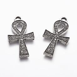 Pendentifs croix ankh en alliage de style tibétain&nbsp;TIBEP-M035-02AS-FF