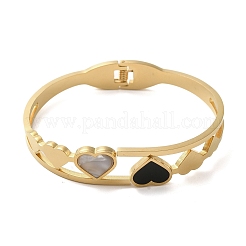 304 Edelstahl Emaille Herz Scharnier Armreifen&nbsp;LS-BJEW-E099-03G