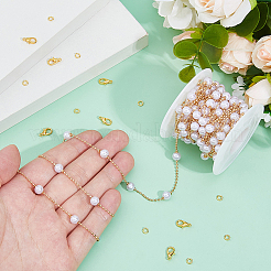 DIY Messing ABS Imitation Perle Perle handgefertigte Ketten Halsketten Herstellung Kits&nbsp;DIY-HS0001-65B