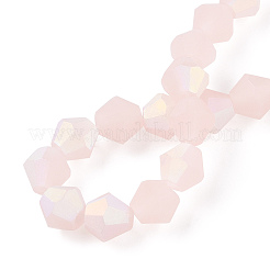 Hebras de cuentas de vidrio esmerilado bicono de imitación de jade&nbsp;EGLA-A039-J6mm-MB07