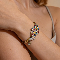 Elegante Gliederarmbänder aus Legierung und farbenfrohen Strassen&nbsp;WG00069-01