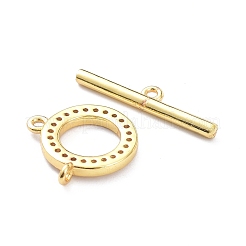 Messing Micro Pave klare Zirkonia Knebelverschlüsse&nbsp;ZIRC-P085-05G