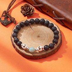 Bracciali elasticizzati in misto pietra naturale e sintetica&nbsp;BJEW-JB09519-02