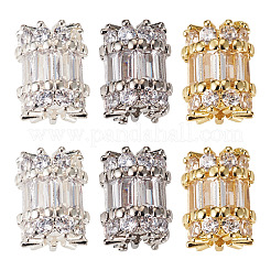 6 Stück 3 Farben Messing Micro Pave klare Zirkonia Perlen&nbsp;KK-TA0002-94