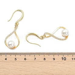 Ohrhänger aus Messing mit Mikropavé-Fassung aus klaren Zirkonia und Muschelperlen&nbsp;EJEW-JE07095