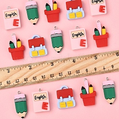 16 pieza de colgantes de resina con temática de papelería de 4 estilos&nbsp;RESI-FS0001-89