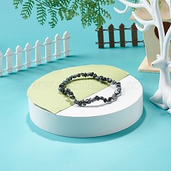 Braccialetto di perline di ossidiana con fiocco di neve naturale per donna ragazza&nbsp;BJEW-JB06748-05