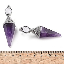 Pendenti grandi cono sfaccettato ametista naturale&nbsp;G-P552-04P-05