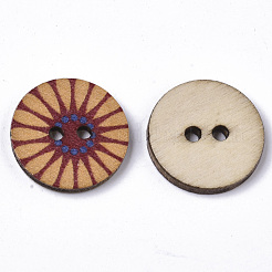 Boutons en bois imprimé avec 2 trou&nbsp;BUTT-ZX004-01A-02
