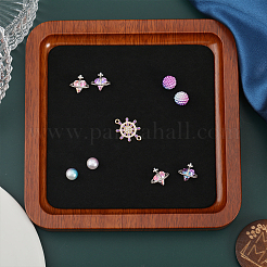 Quadratisches Schmuck-Aufbewahrungstablett aus Holz mit Mikrofaser-Stoffmatte im Inneren&nbsp;ODIS-WH0030-37B-02