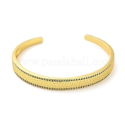 Bracelets à manchette ouverte en laiton pavé de zircons cubiques verts pour femmes&nbsp;BJEW-M312-01B-G