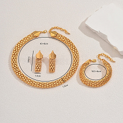 Set di bracciali e orecchini e collane geometrici cavi in ferro di lusso per le donne&nbsp;FK6767-1