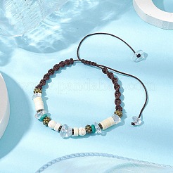 Braccialetti di perline intrecciate in cristallo di quarzo naturale e turchese sintetico&nbsp;BJEW-JB11018