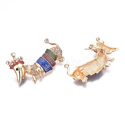 Hund mit Krone Emaille-Anstecknadel mit Strass&nbsp;JEWB-N007-069