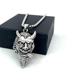 Vintage Punk Halsketten mit Kuh- und Teufelsanhänger aus Edelstahl 304 für Herren&nbsp;QK5762