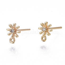 Accessoires de puces d'oreilles en laiton avec micro zircone cubique&nbsp;KK-N231-01B-NF