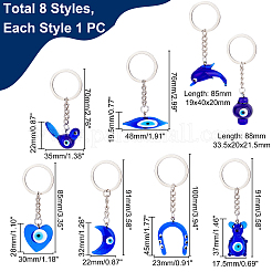 8 porte-clés en verre de 8 styles&nbsp;KEYC-PH0001-53