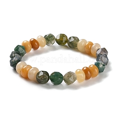 Stretch-Armbänder aus natürlichem Topas-Jade und natürlichem Moosachat mit Perlen für Frauen und Männer&nbsp;BJEW-C081-04