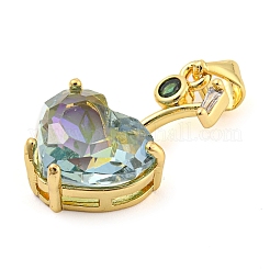 Placage de crémaillère en laiton micro pavé pendentifs en zircone cubique claire&nbsp;ZIRC-L100-161G