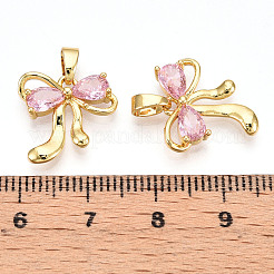 Pendentifs avec zircon cubiques à micro-pavés en laiton&nbsp;KK-N254-231G