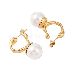 Ionenplattierung (IP) 304 Edelstahl mit ABS-Imitationsperlen-Ohrstecker für Frauen&nbsp;EJEW-N055-14G