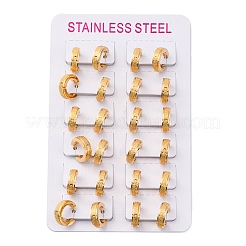 Pendientes de aro de acero inoxidable 304 con destellos de arena para mujer&nbsp;EJEW-M001-23G