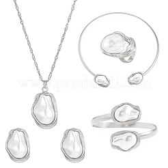 Set di gioielli in lega ovale e perle di plastica&nbsp;WGB491C-24