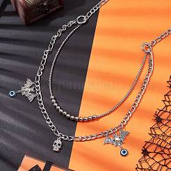 Ceintures à chaîne double couche en acier inoxydable 304 pour Halloween&nbsp;NJEW-C00036