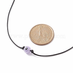 5 pièces 5 couleurs au chalumeau mauvais œil rond perlé pendentif colliers ensemble avec cordon en polyester ciré pour les femmes&nbsp;NJEW-JN04024