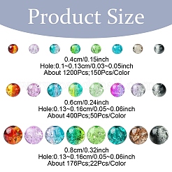 1776 Stück 3 Stile Sprühlackierte Crackle Glasperlen Sets&nbsp;CCG-YW0001-18