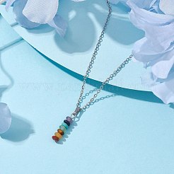 Halsketten mit Scheibenanhänger aus natürlichen und synthetischen gemischten Edelsteinen&nbsp;NJEW-JN04623-01