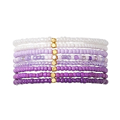8 pulsera elástica de cuentas de vidrio para mujer&nbsp;BJEW-MZ00270