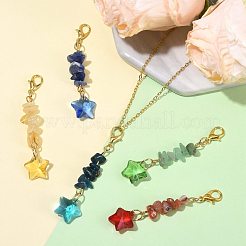 14 pz 7 stili di pietre preziose naturali e decorazioni pendenti in vetro&nbsp;HJEW-FS00103