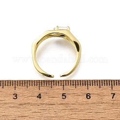 Quadratische Manschettenringe aus Messing mit Katzenauge&nbsp;RJEW-G344-01G-01
