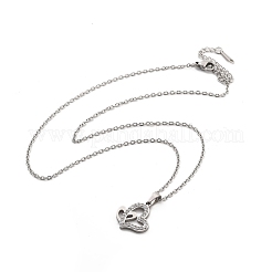 Collane a catena con ciondolo a forma di cuore in cristallo e strass in acciaio inossidabile 304 per donna&nbsp;NJEW-Z056-01A-P