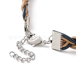 Choker-Halskette aus geflochtenem Rindsleder mit Messingverschluss für Damen&nbsp;NJEW-JN04167