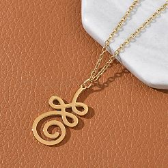 Collar con colgante de flor de loto OM de yoga de corte hueco de acero inoxidable 304&nbsp;NJEW-Z073-02G-01